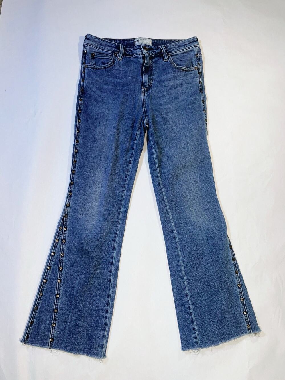 Free People Studded Novelty Flare Jeans - Womens Size 28 - Blue
